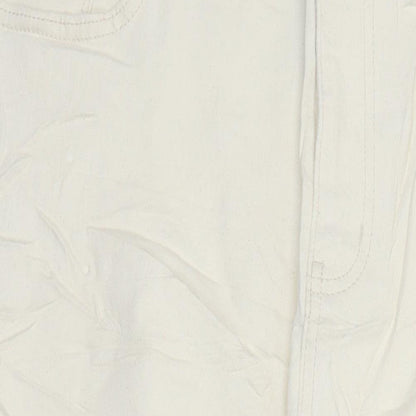 M&S Womens Ivory Herringbone Cotton Tapered Jeans Size 18 L28 in Regular