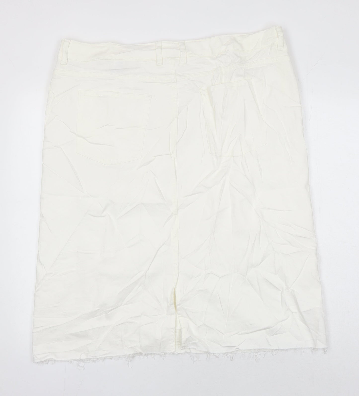 M&S Womens Ivory Cotton A-Line Skirt Size 20 in
