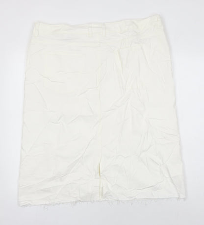M&S Womens Ivory Cotton A-Line Skirt Size 20 in