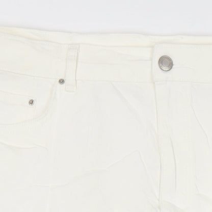 M&S Womens Ivory Cotton A-Line Skirt Size 20 in