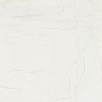 M&S Womens Ivory Cotton A-Line Skirt Size 20 in