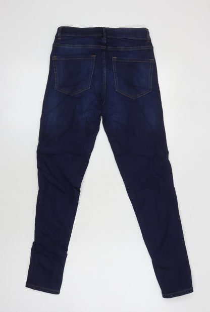 M&S Womens Blue Cotton Skinny Jeans Size 6 L24.5 in Regular