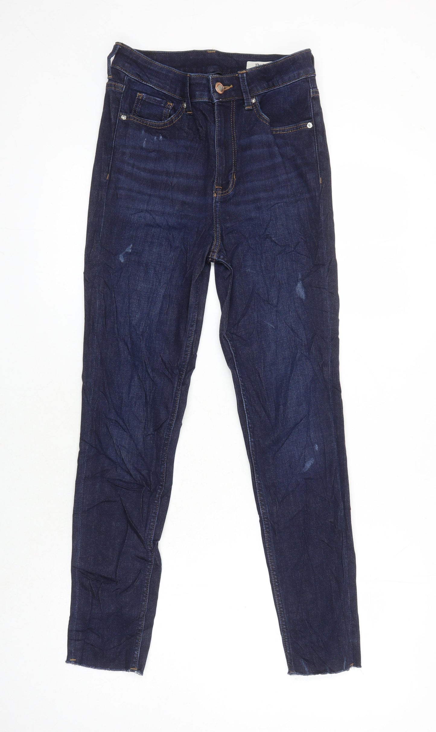 M&S Womens Blue Cotton Skinny Jeans Size 8 L25 in Regular