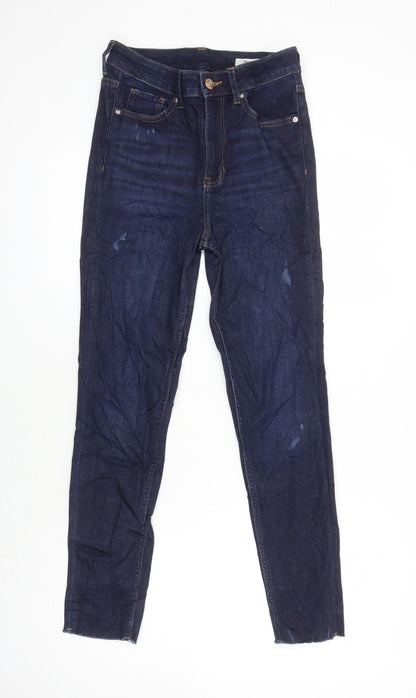 M&S Womens Blue Cotton Skinny Jeans Size 8 L25 in Regular