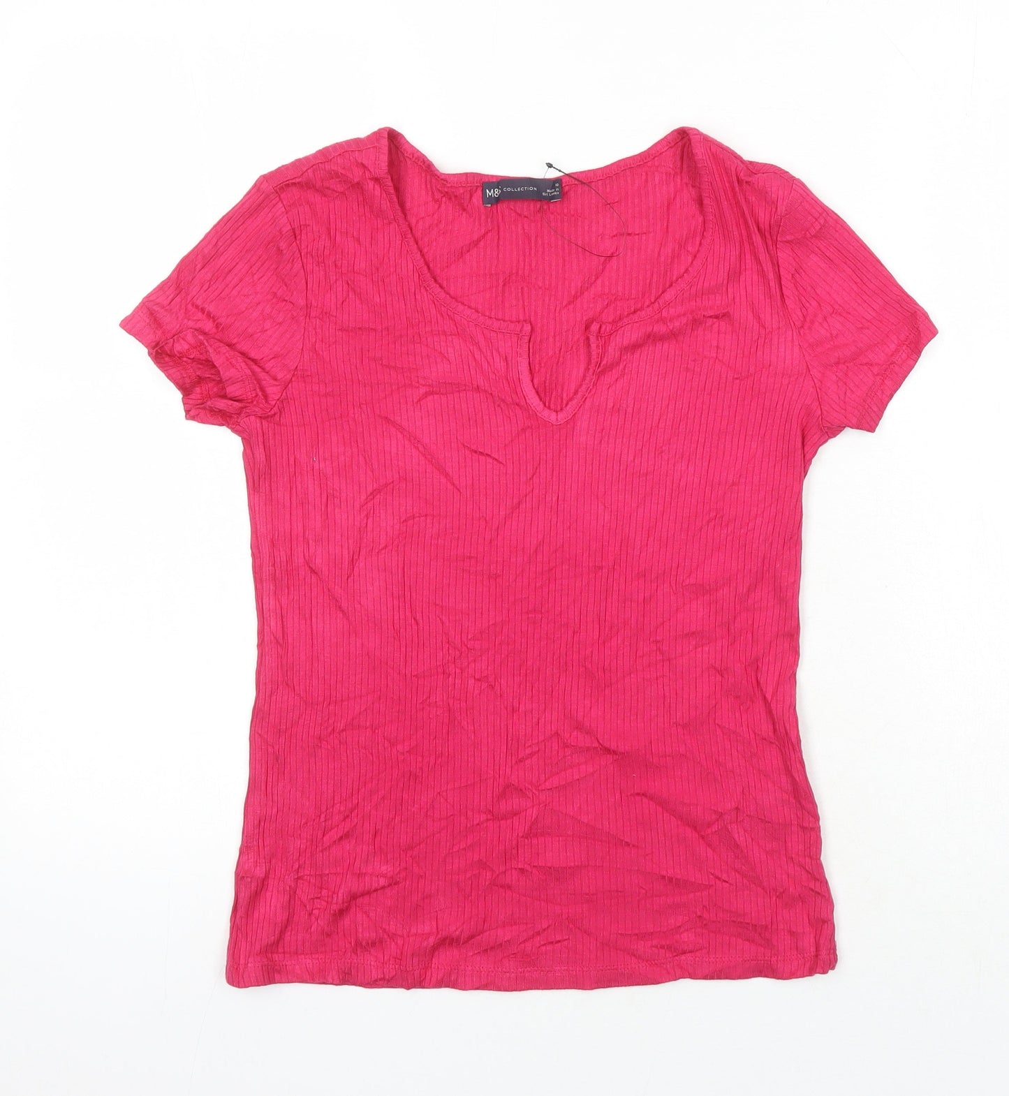 M&S Womens Pink Viscose Basic T-Shirt Size 10 Sweetheart