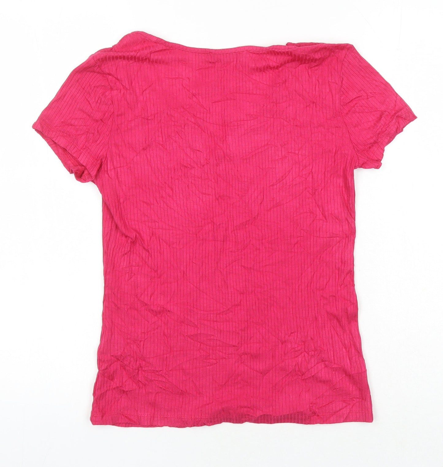 M&S Womens Pink Viscose Basic T-Shirt Size 10 Sweetheart