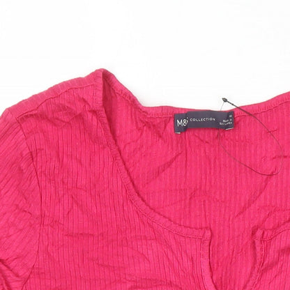 M&S Womens Pink Viscose Basic T-Shirt Size 10 Sweetheart