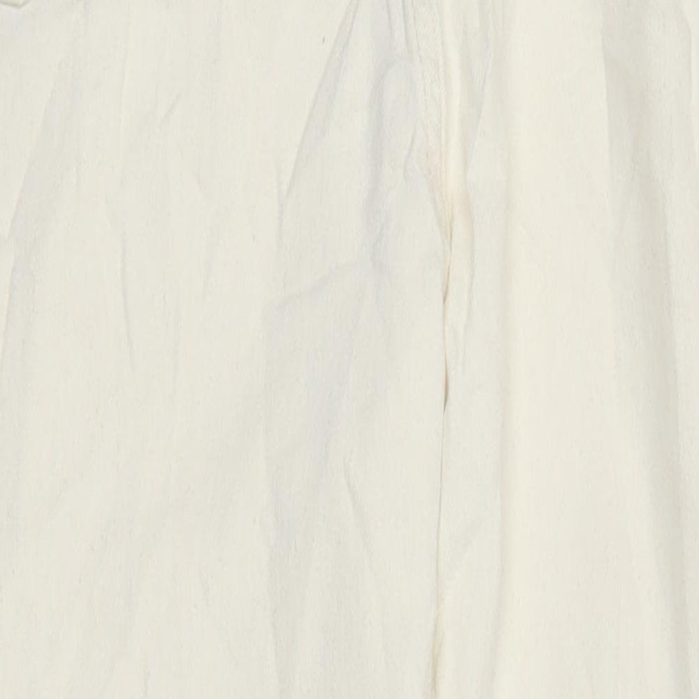 M&S Womens Ivory Cotton Tapered Jeans Size 18 L28.5 in Regular