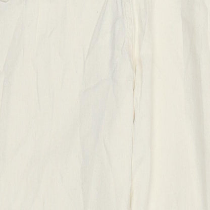 M&S Womens Ivory Cotton Tapered Jeans Size 18 L28.5 in Regular