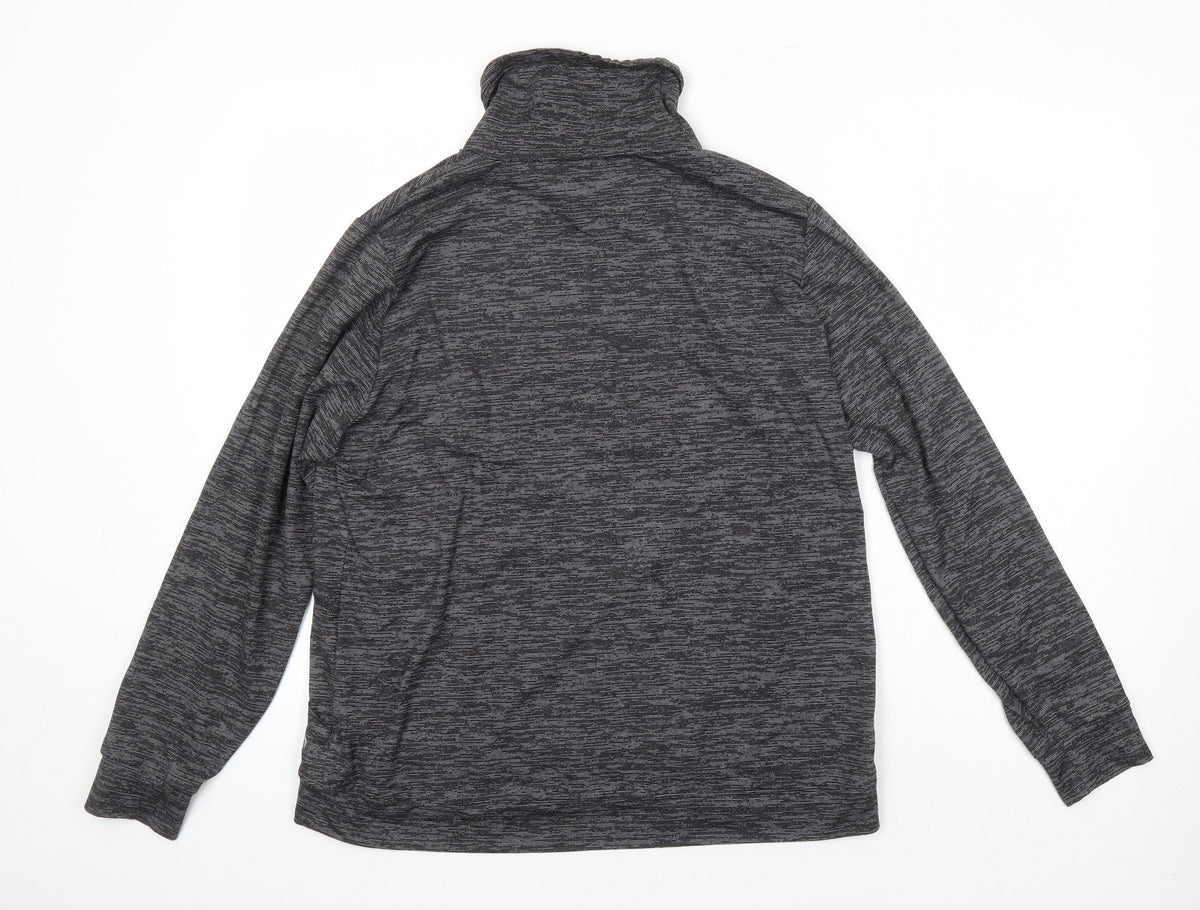 Marks & Spencer Womens Grey Geometric Polyester Pullover Casual Size 14 Mock Neck