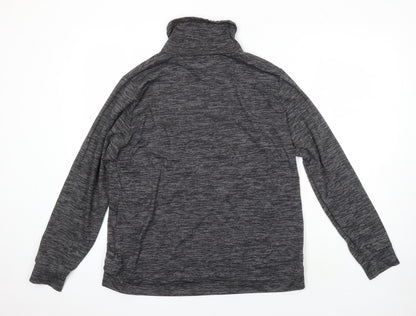 Marks & Spencer Womens Grey Geometric Polyester Pullover Casual Size 14 Mock Neck