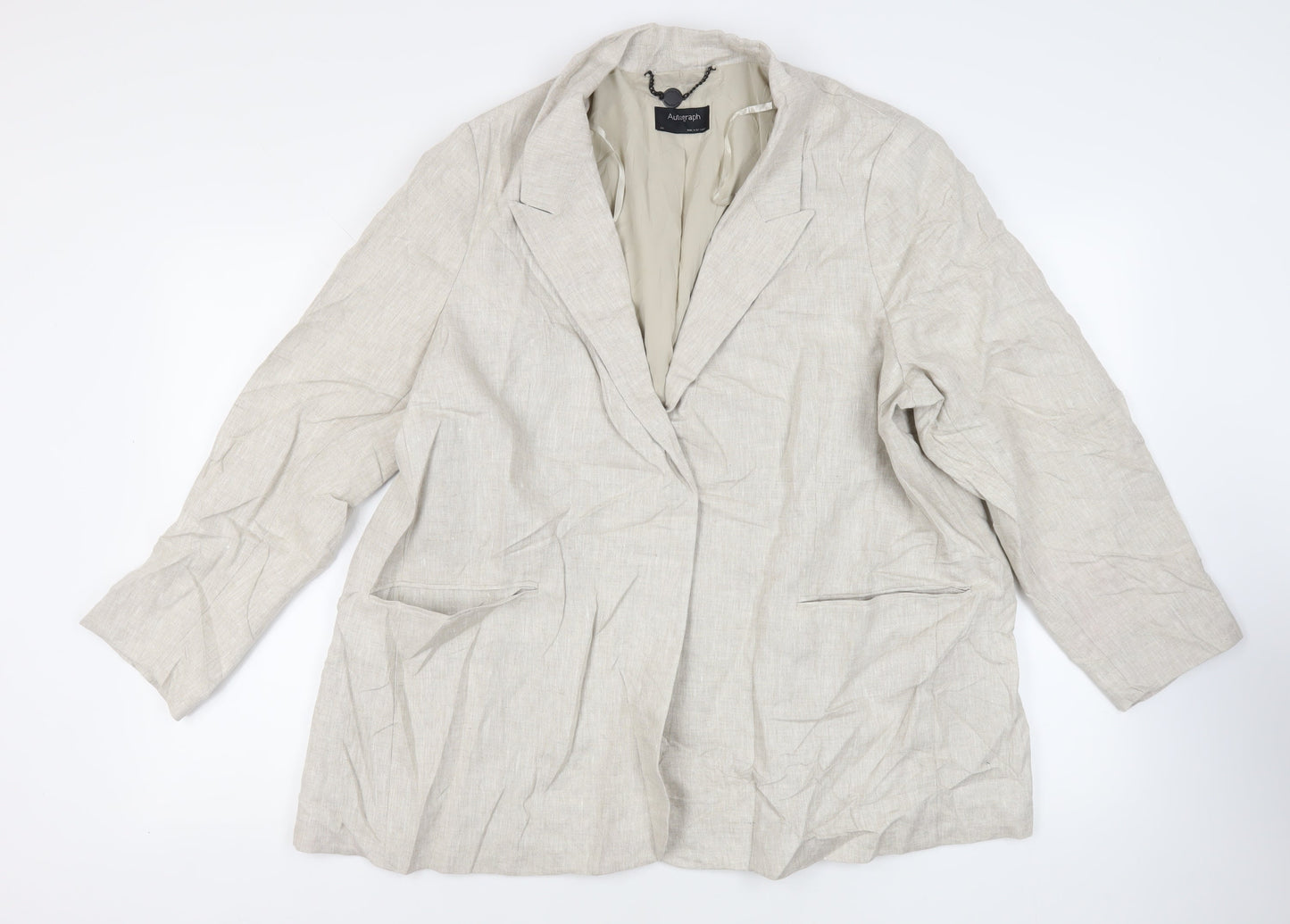Autograph Womens Beige Jacket Blazer Size 24 Button