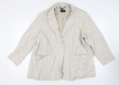 Autograph Womens Beige Jacket Blazer Size 24 Button