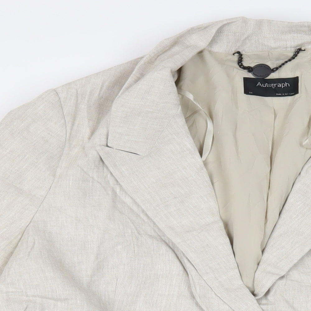 Autograph Womens Beige Jacket Blazer Size 24 Button