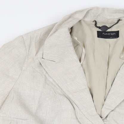 Autograph Womens Beige Jacket Blazer Size 24 Button