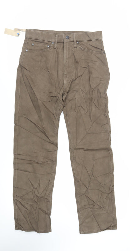 Denim & Co. Mens Brown Cotton Straight Jeans Size 30 in L29 in Regular Zip