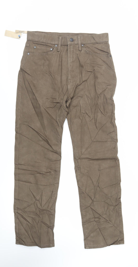 Denim & Co. Mens Brown Cotton Straight Jeans Size 30 in L29 in Regular Zip