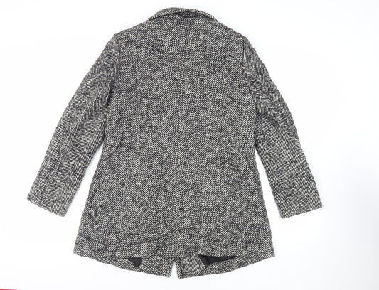Basler Womens Grey Herringbone Tweed Overcoat Size M