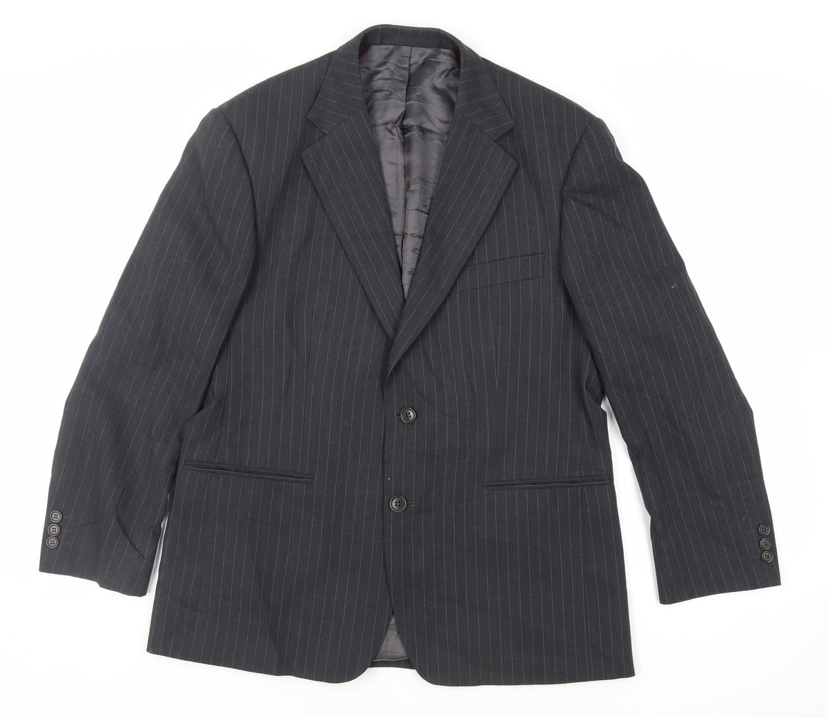 Marks & Spencer Mens Grey Striped Wool Jacket Suit Jacket Size 40 Regular