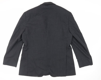 Marks & Spencer Mens Grey Striped Wool Jacket Suit Jacket Size 40 Regular