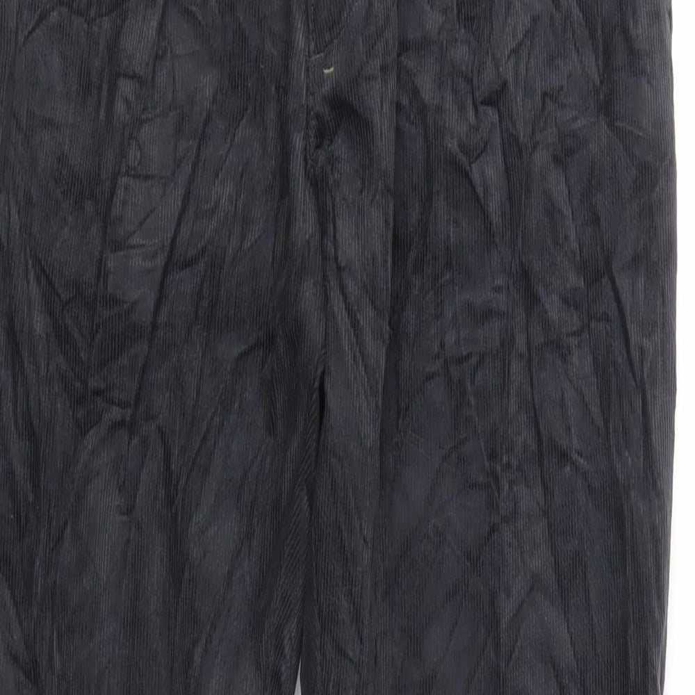 Marks and Spencer Mens Black Cotton Trousers Size 30 in L31 in Regular Zip