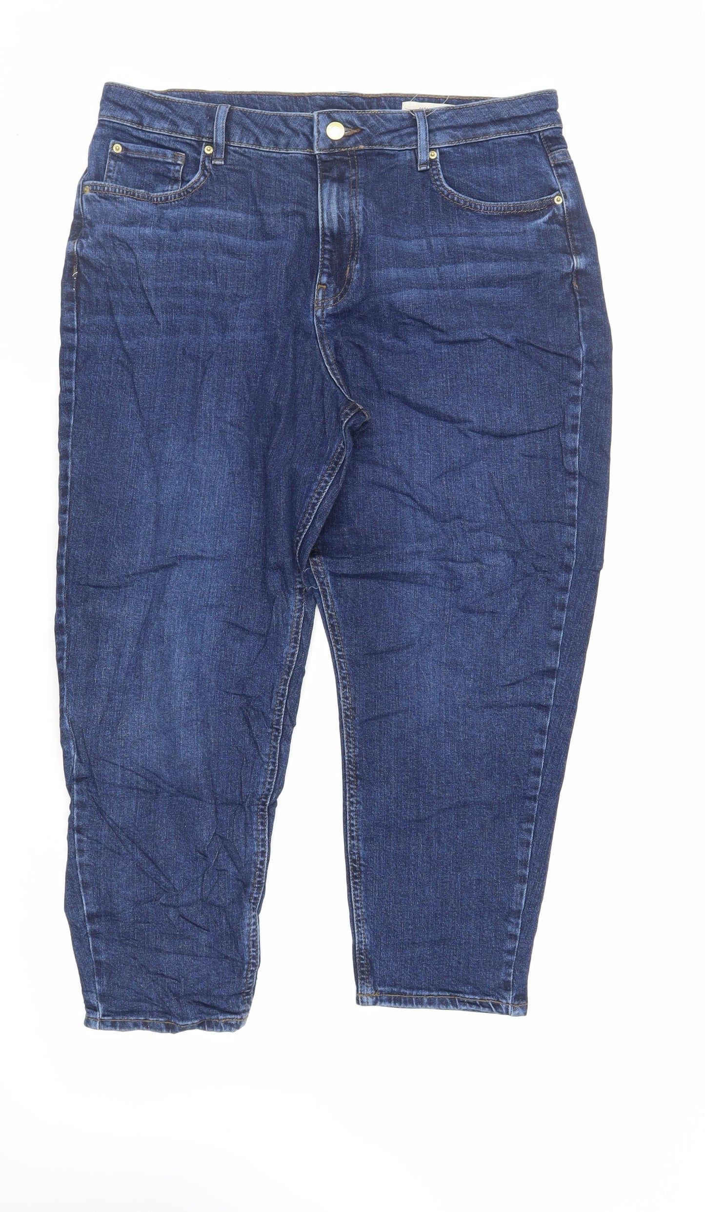 Womens UK Size 34 in Marks and Spencer Regular Fit Mom Blue Jeans