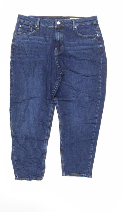 Womens UK Size 34 in Marks and Spencer Regular Fit Mom Blue Jeans