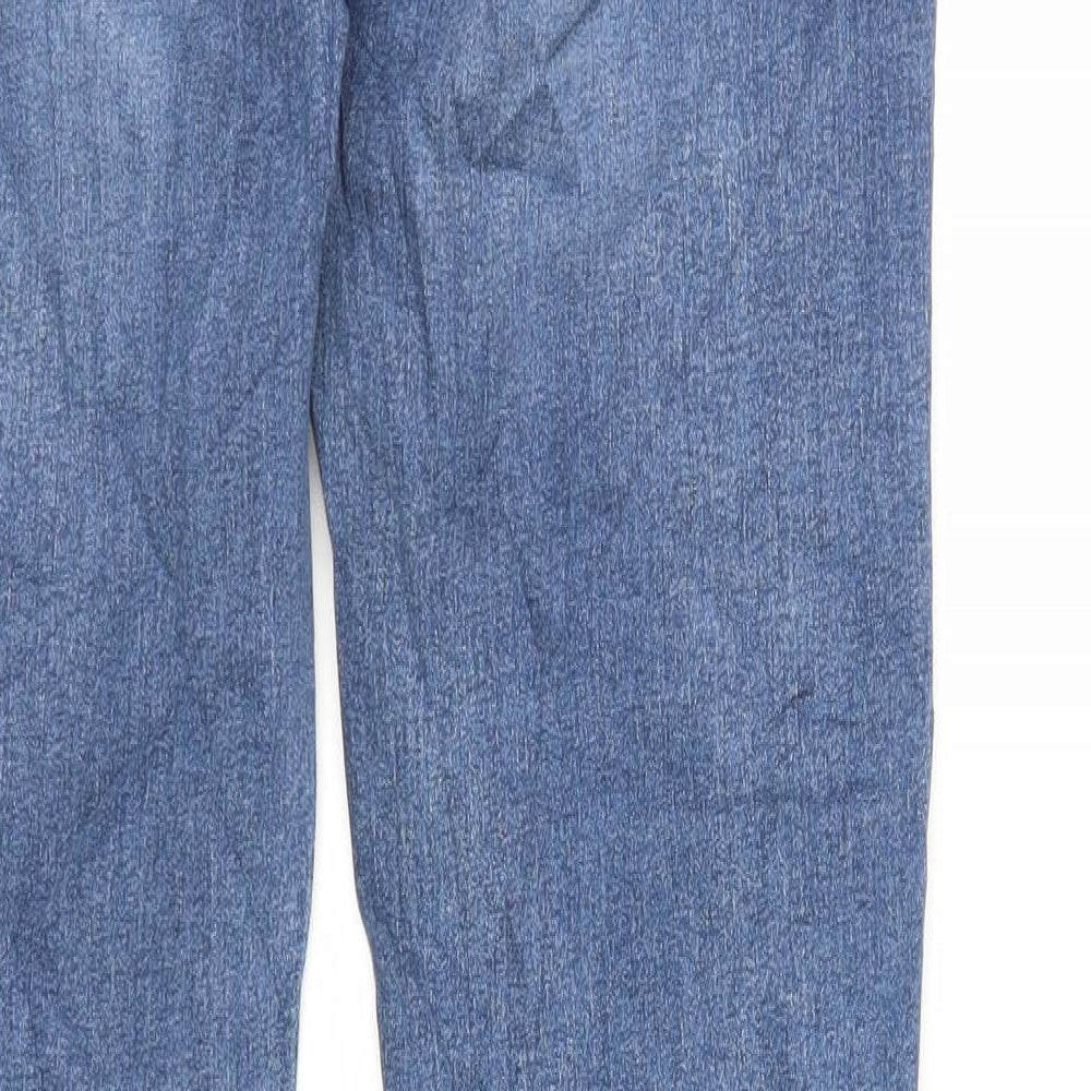 Marks and Spencer Girls Blue Cotton Skinny Jeans Size 15 Years Regular Zip - Raw Hem