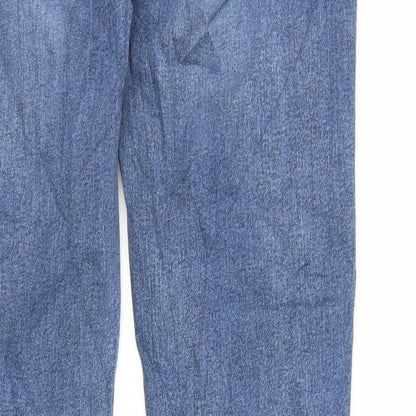Marks and Spencer Girls Blue Cotton Skinny Jeans Size 15 Years Regular Zip - Raw Hem