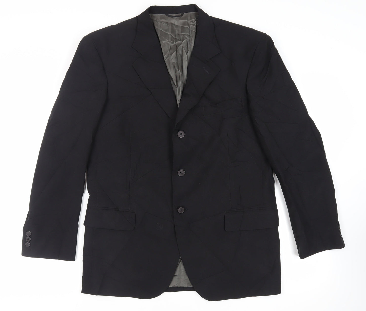 Portefino Mens Black Polyester Jacket Suit Jacket Size 40 Regular