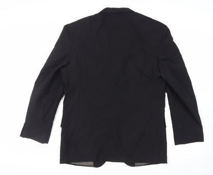 Portefino Mens Black Polyester Jacket Suit Jacket Size 40 Regular