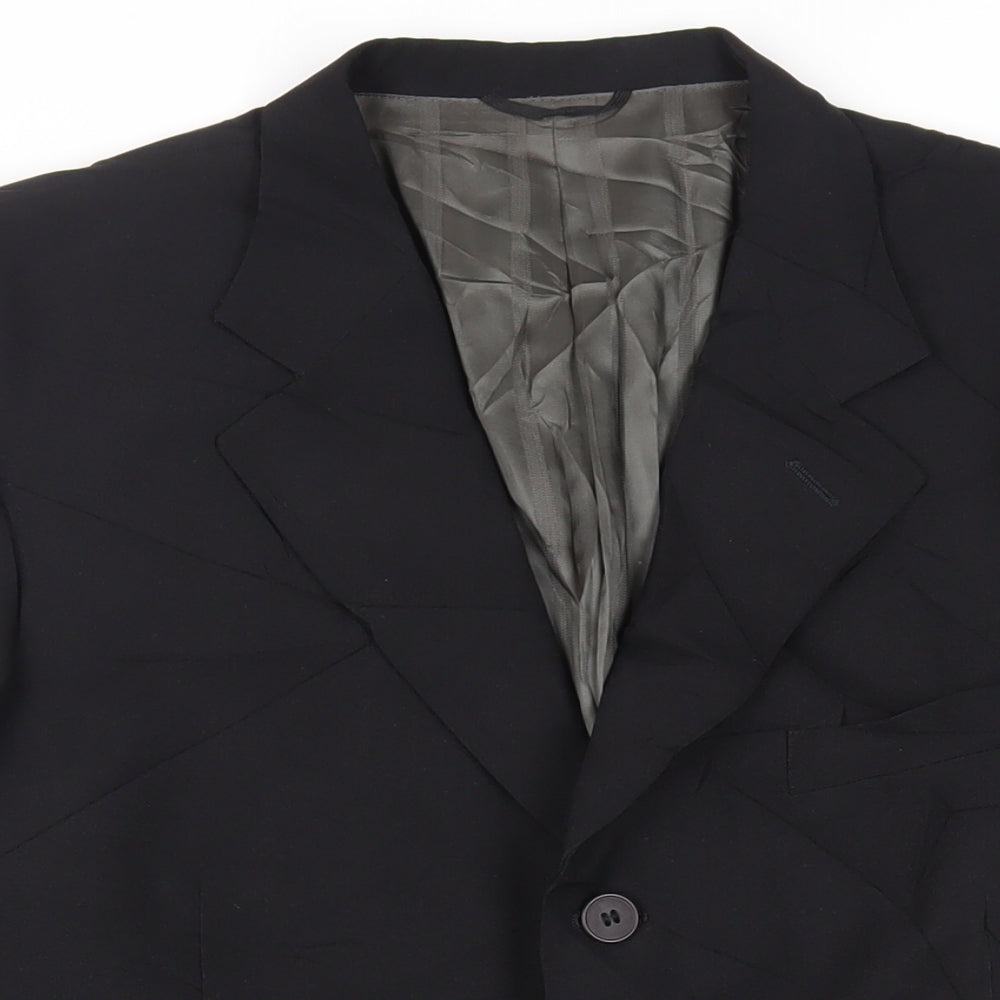 Portefino Mens Black Polyester Jacket Suit Jacket Size 40 Regular