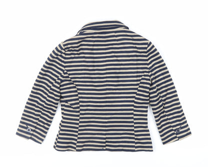 M&Co Womens Beige Striped Jacket Blazer Size 8 Button