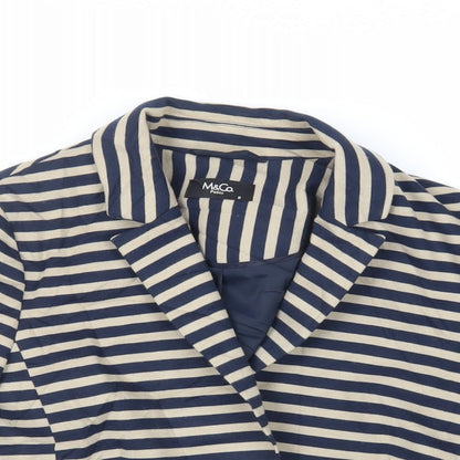 M&Co Womens Beige Striped Jacket Blazer Size 8 Button