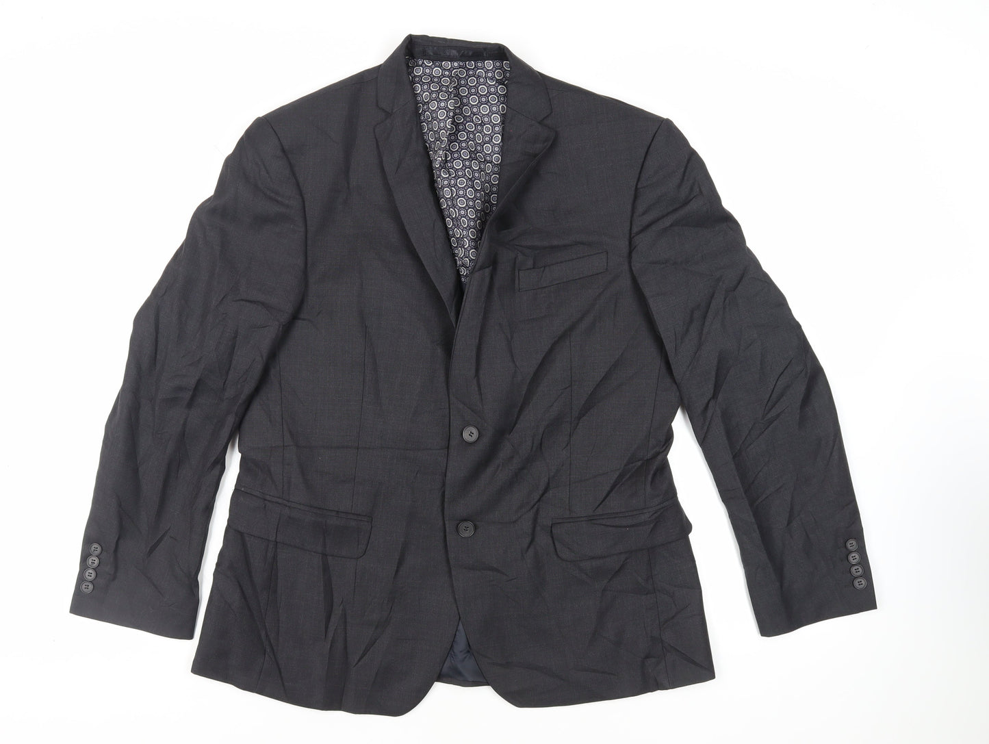 Mens UK Size 42 Racing Green Regular Grey Suit Jacket