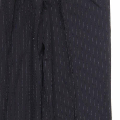Marks and Spencer Mens Blue Striped Polyester Dress Pants Trousers Size 36 in L31 in Regular Zip