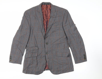 English Laundry Mens Grey Plaid Wool Jacket Suit Jacket Size 40 Regular