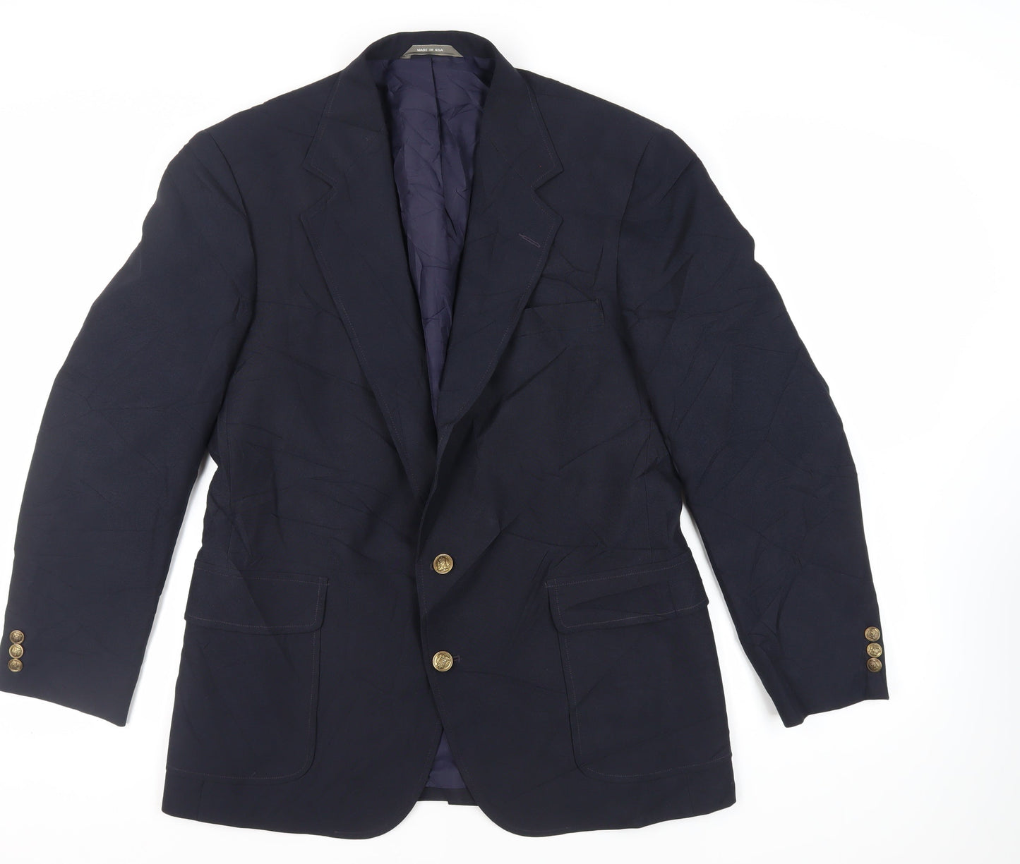 Haggar Mens Blue Polyester Jacket Blazer Size 42 Regular