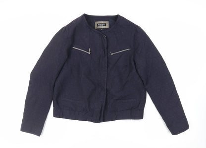 Principles Womens Blue Geometric Jacket Size 14 Zip - Textured