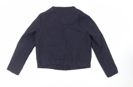 Principles Womens Blue Geometric Jacket Size 14 Zip - Textured