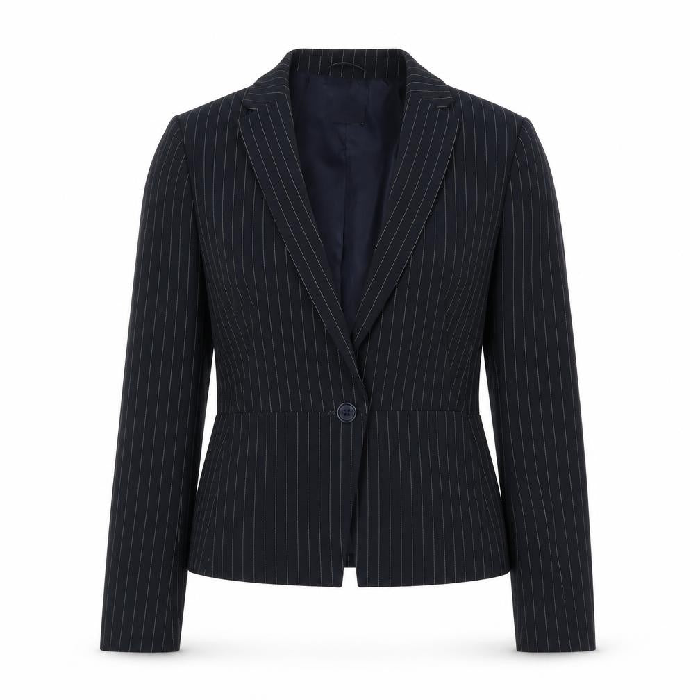 Marks & Spencer Womens Blue Striped Jacket Size 8 Button - Fitted