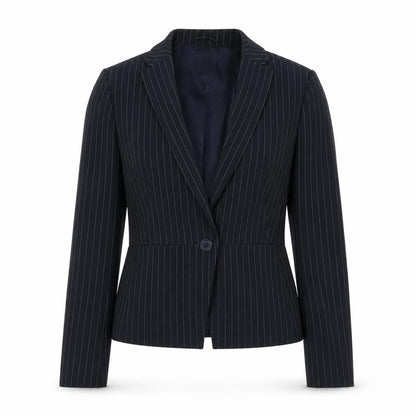 Marks & Spencer Womens Blue Striped Jacket Size 8 Button - Fitted
