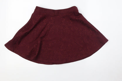 FOREVER 21 Womens Red Cotton A-Line Skirt Size S Zip