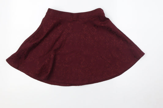 FOREVER 21 Womens Red Cotton A-Line Skirt Size S Zip