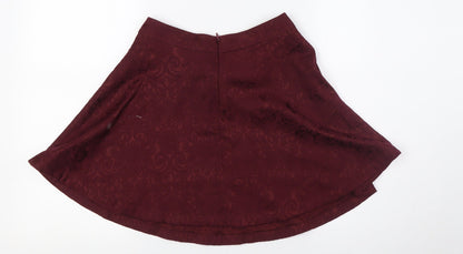 FOREVER 21 Womens Red Cotton A-Line Skirt Size S Zip