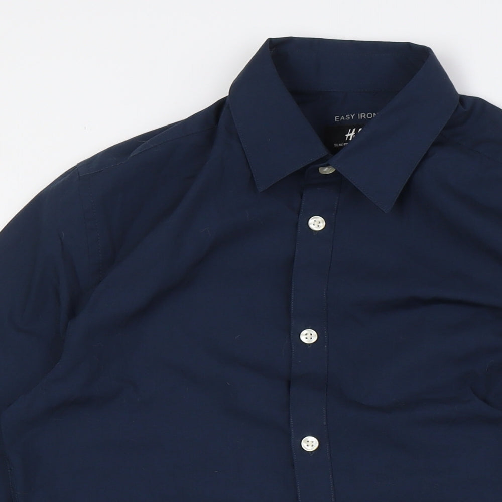 Mens UK Collar Size XS H&M Smart Blue  Dress Shirt
