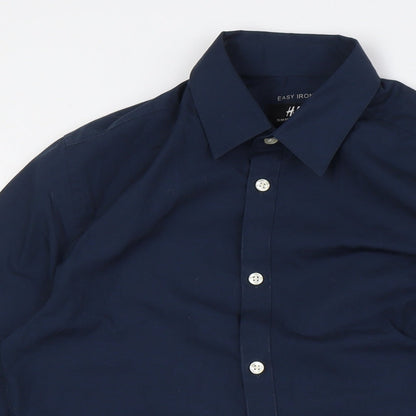 Mens UK Collar Size XS H&M Smart Blue  Dress Shirt