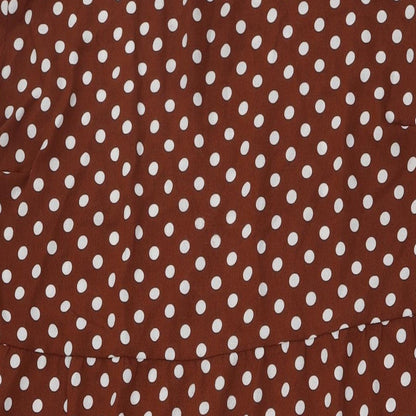 ASOS Womens Brown Polka Dot Polyester A-Line Size 22 Round Neck