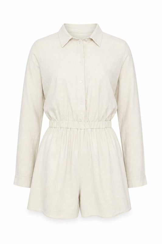 Womens UK Size 12 Boohoo One-Piece Beige Playsuit