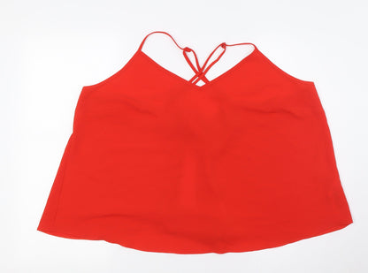 Womens UK Size 20 Red Herring Red Basic Button-Up
